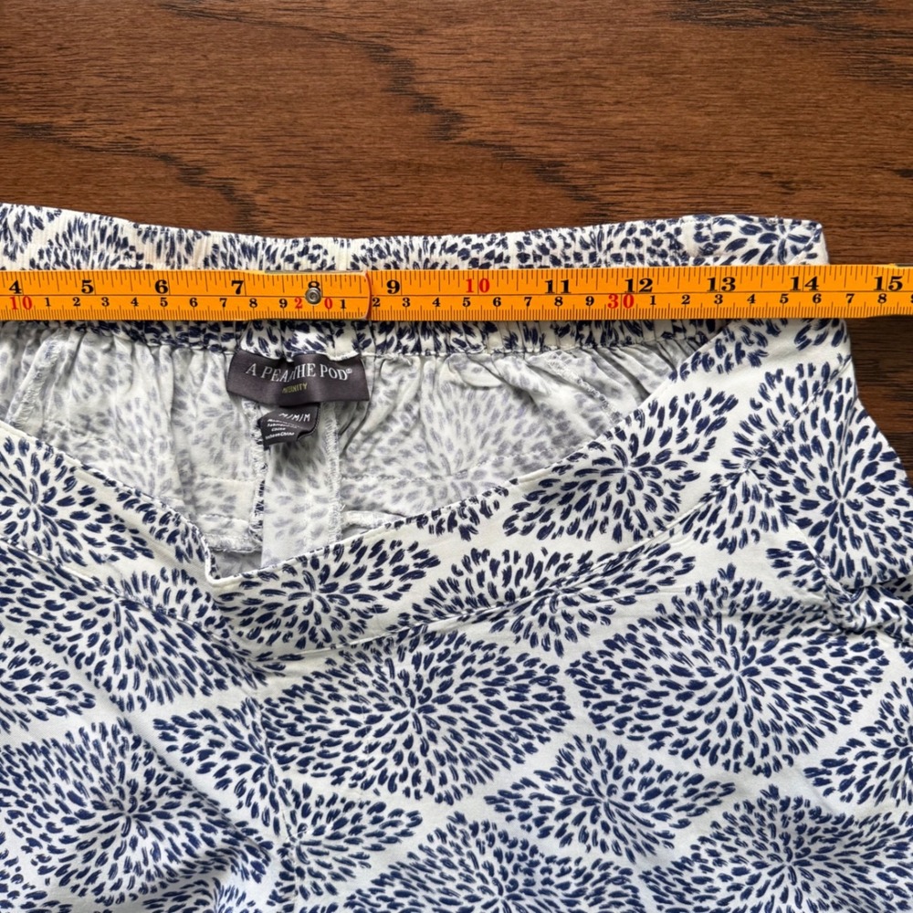 A Pea in the Pod Maternity Pants Rayon Wide Leg Blue White Coastal M - Picture 11 of 14
